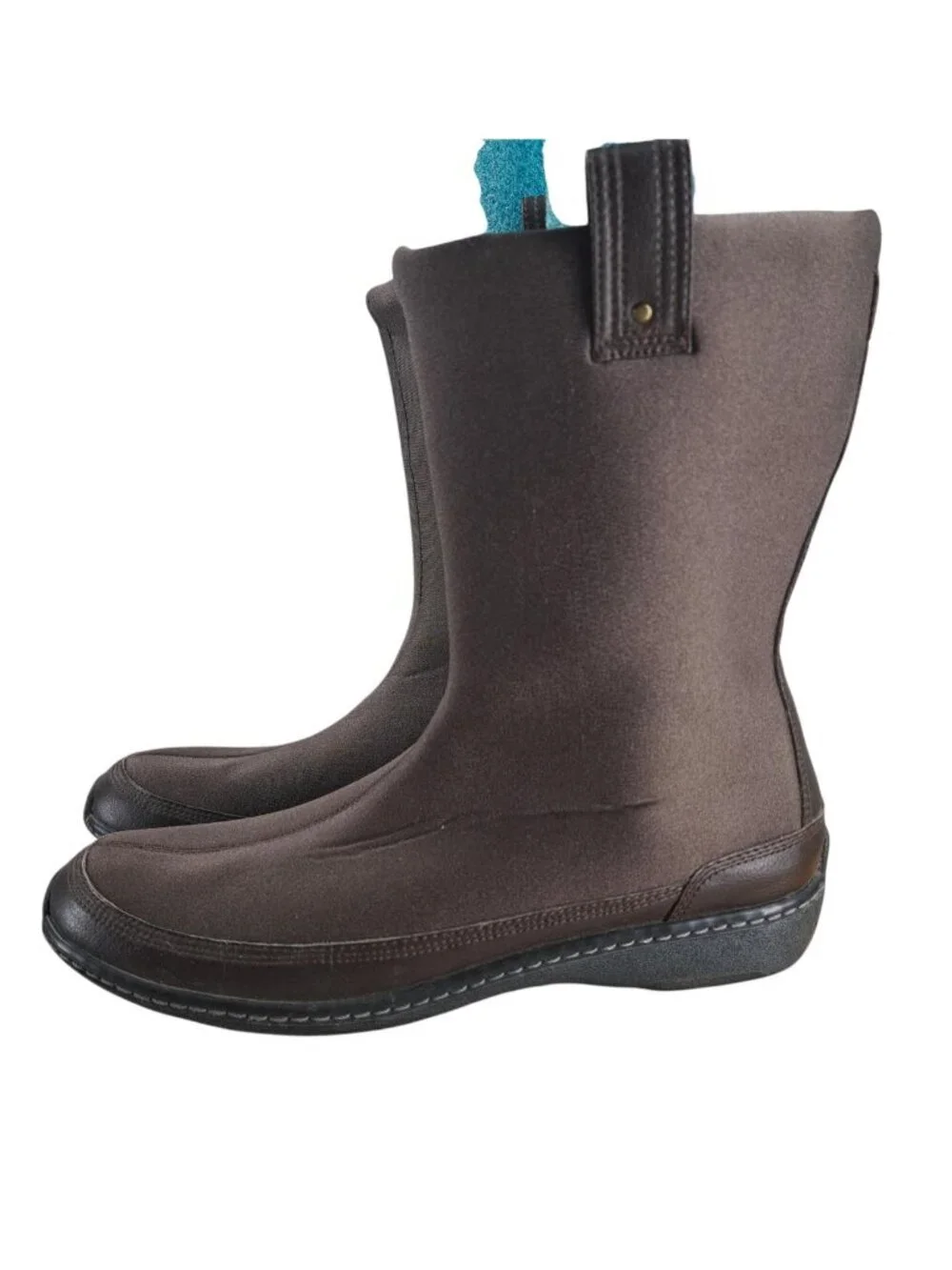 Aetrex Berries Brown Neoprene Pull On Mid Calf Waterproof Boots Size 41 US 9
